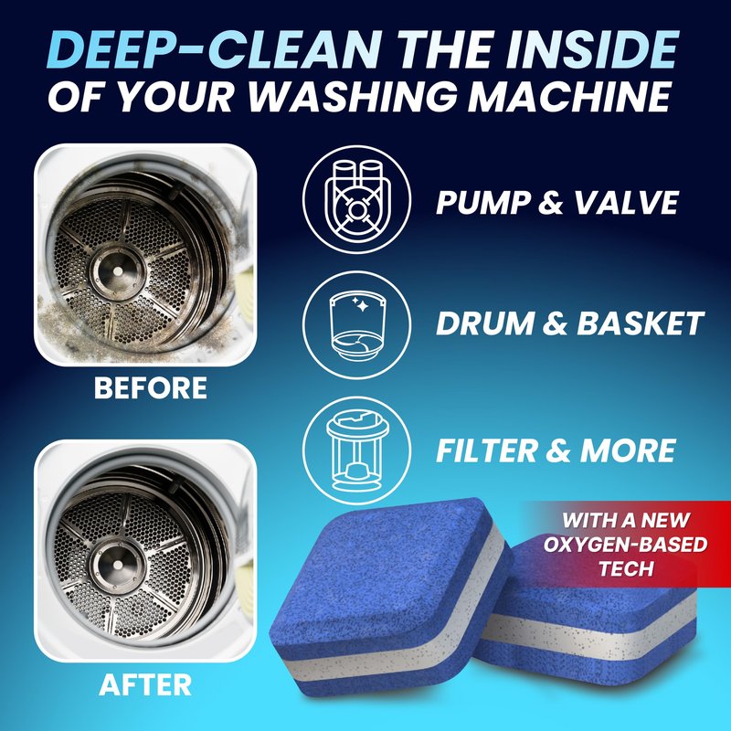 Washing Machine Cleaner Pro Tablets for Pet Owners - 28 Pack, Front & Top Load Washer Deep Cleaning, Septic Tank Safe, HE Support, Remove Stubborn Pet Hair, Eliminates Smells, Prevents Dander Build-up
