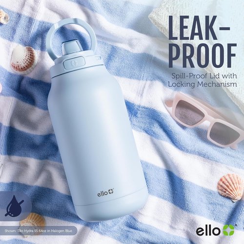 Ello Hydra 64oz Vacuum Insulated Stainless Steel Jug - Durable & Locking Design