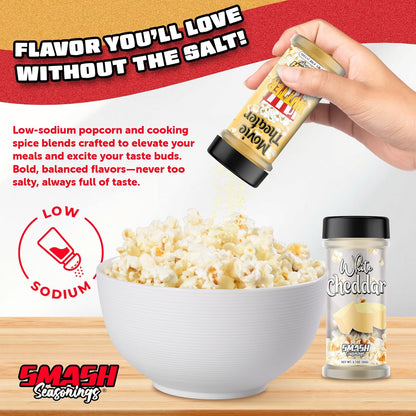 White Cheddar & Movie Theater Butter Popcorn Seasoning Shaker - 2 Pack Flavor Blend for Snacks & Dishes