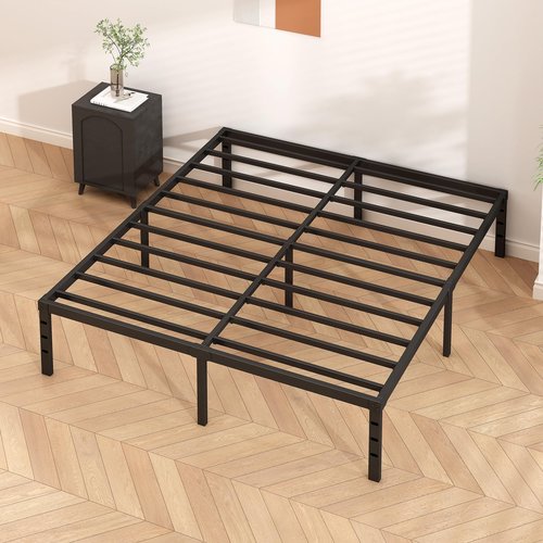 HLIPHA Metal Platform Bed Frame 16 Inch Tall,No Box Spring Needed,King Size Bed with Heavy Duty Strong Support Slats,Easy to Assemble,Black