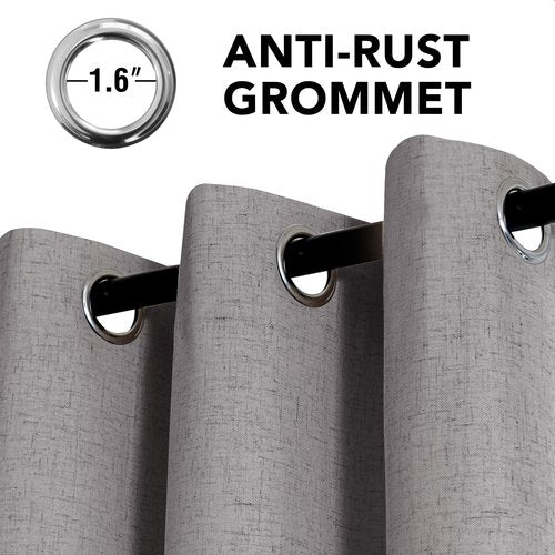 H.VERSAILTEX Linen Curtains 100% Blackout Curtains for Bedroom 84 inch Long Full Light Blocking Nature Linen Blended Window Curtains for Living Room Nickel Grommet (2 Panels, Heathered Dove)