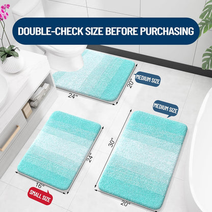OLANLY Luxury U-Shaped Toilet Rug - Extra Soft, Absorbent Microfiber Bath Mat, 24x20, Teal