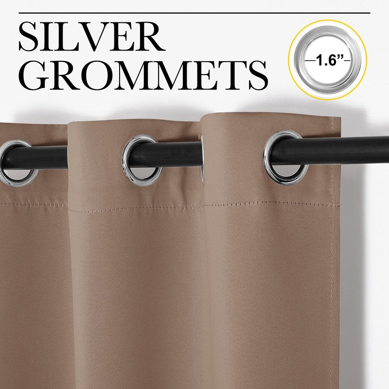NICETOWN Window Draperies Room Darkening Curtain Panels, Window Treatment Thermal Insulated Solid Grommet Drapes for Bedroom (One Pair, 34 by 54 inches, Cappuccino)