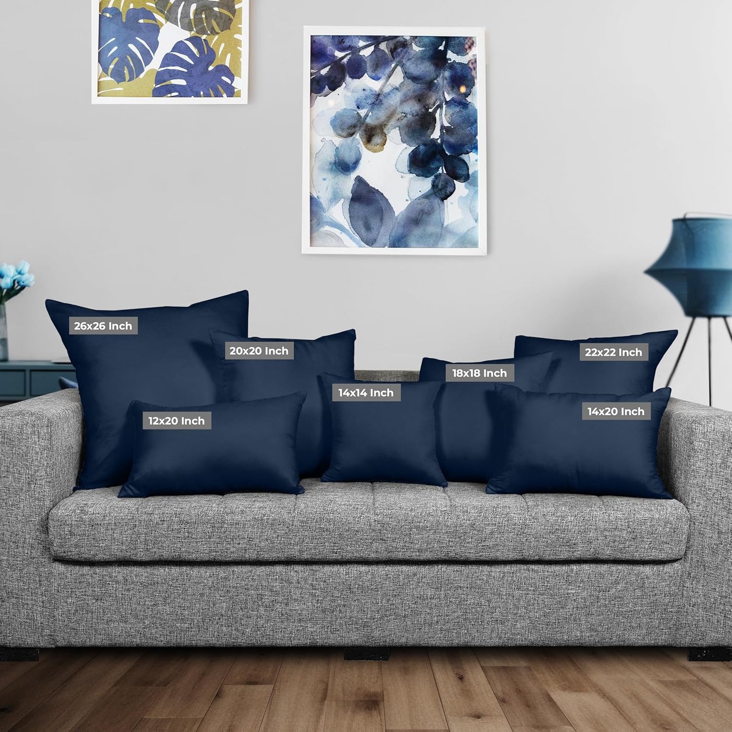 Utopia Bedding 20x20 Pillow Inserts - Set of 2 Navy Decorative Throw Pillows for Sofa & Couch