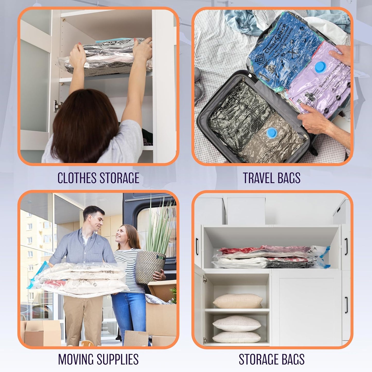 Skiennix Vacuum Seal Bags - Space Saver Storage for Clothing & Blankets | 20 Combo Set with Hand Pump