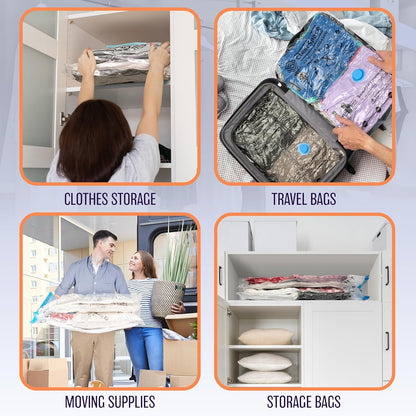 Skiennix Vacuum Seal Bags - Space Saver Storage for Clothes & Blankets | 10 Small Bags with Hand Pump