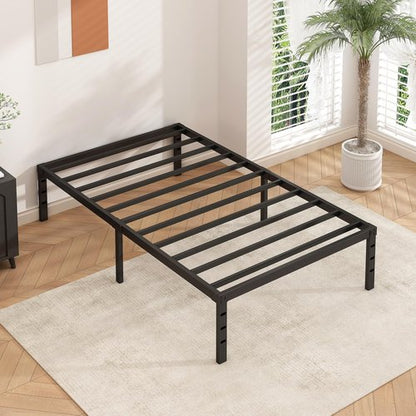 HLIPHA Metal Platform Bed Frame 16 Inch Tall,No Box Spring Needed,Twin Size Bed with Heavy Duty Strong Support Slats,Easy to Assemble,Black
