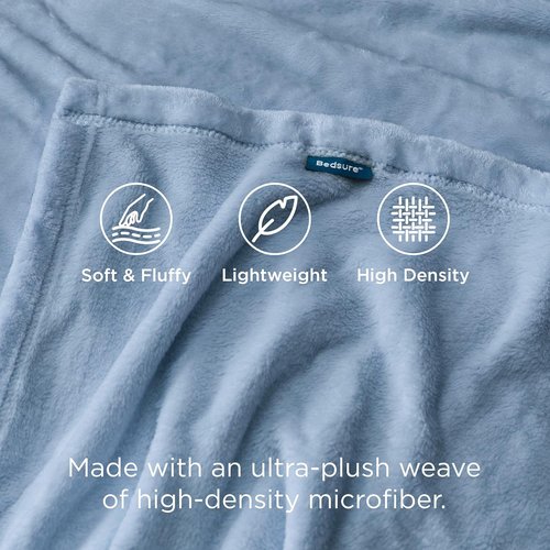 Bedsure Fleece Throw Blanket - Lightweight Plush Cozy Sofa Blanket in Light Blue, 50x70 Inches