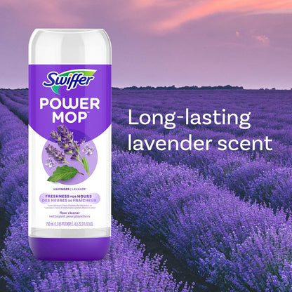 Swiffer Power Mop Refill Solution - All-Purpose Floor Cleaner for Tile, Vinyl, Wood | Lavender Scent, 50.6oz