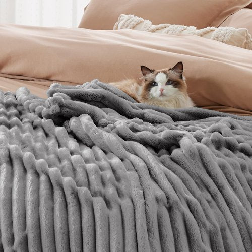 Bedsure GentleSoft Frost Gray Fleece Blanket for Couch - Cozy Soft Blankets for Women, Cute Small Throws for Girls, 108x90 Inches