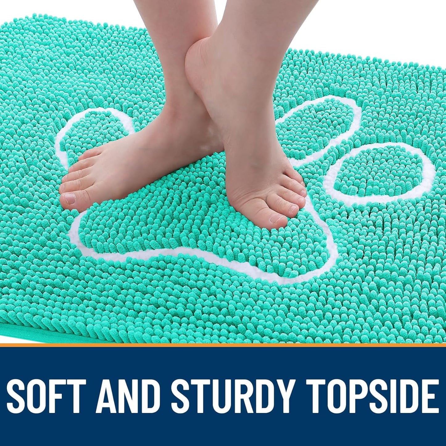 OLANLY Dog Door Mat - Absorbent Non-Slip Chenille Mud Mat for Muddy Paws | 24x16, Teal