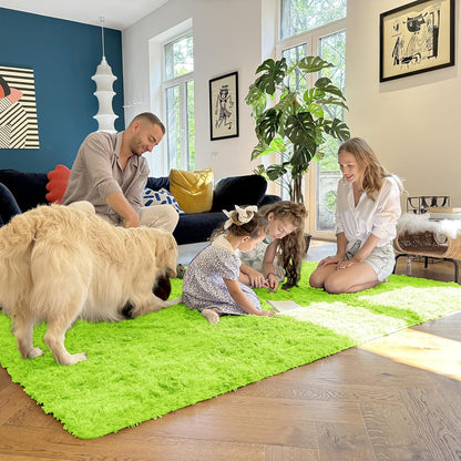 OLANLY Runner Rugs - Soft, Machine Washable Shaggy Carpet for Hallway & Bedroom | Lime Green 2x8
