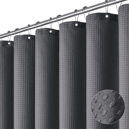 Dynamene Stall Fabric Shower Curtain, 48 inch Wide Waffle Weave Weighted Thick Cloth Shower Curtain for Bathroom, Neutral Heavy Duty Hotel Spa Luxury Bath Curtain Set, 8 Hooks, 48x72, Charcoal Grey