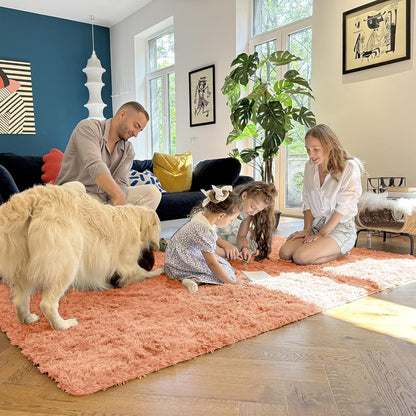 OLANLY Large Area Rug - Soft Fluffy Shaggy Carpet for Living Room & Bedroom | 6x9 ft, Muted Orange