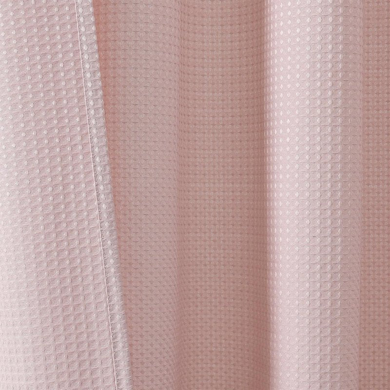 OVZME Extra Long Shower Curtain Set - 84 Inch Long Waffle Weave Heavy Duty Cloth Shower Curtain for Bathroom, Luxury Weighted 230GSM Bath Curtain Set with 12 Plastic Hooks, 72x84, Blush Pink