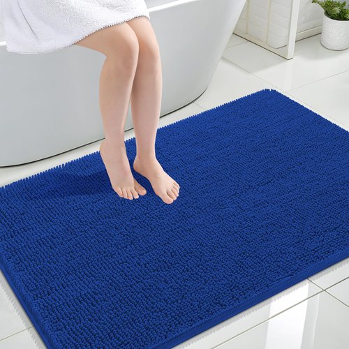 OLANLY Bathroom Rugs 47x32, Extra Soft Absorbent Chenille Bath Rugs, Rubber Backing Quick Dry, Machine Washable Bath Mats for Bathroom Floor, Tub and Shower, Home Decor Accessories, Royal Blue