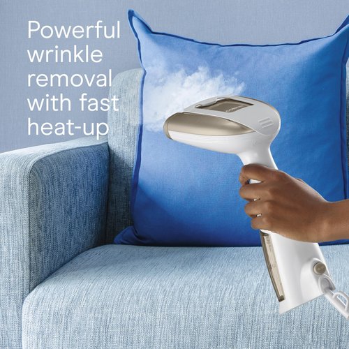 Conair Handheld Garment Steamer for Clothes, Turbo ExtremeSteam 1875W Fabric Steamer, Portable Handheld Design, Strong Penetrating Steam, White/Champagne