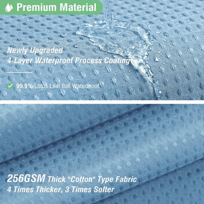 Dynamene Stall Fabric Shower Curtain - 36x72 Waffle Weave Weighted Cloth Shower Curtains for Bathroom, Neutral Heavy Duty Hotel Spa Luxury Bath Curtain Set with 6 Plastic Hooks, Moonlight Blue