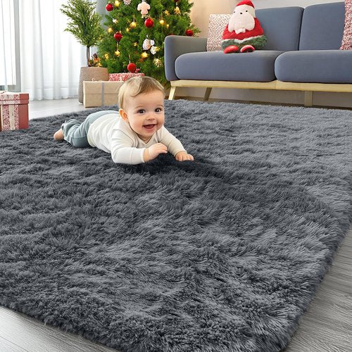 OLANLY 4x11 Area Rugs for Living Room Bedroom, Machine Washable Soft Fluffy Shaggy Bedside Rug, Indoor Floor Carpet for Kids Girls and Boys, Dorms, Nursery Rooms, Home Decor Aesthetic, Grey