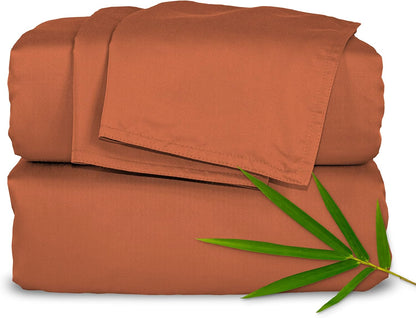 Pure Bamboo King Sheets - Luxuriously Soft 100% Organic Viscose Bed Sheet Set | Cooling & Durable (King, Terracotta)