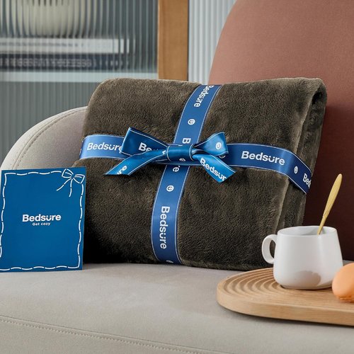 Bedsure GentleSoft Brown Fleece Blanket - King Size Plush Cozy Microfiber, 108x90 Inches