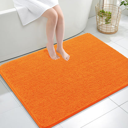 OLANLY Large Bath Rugs - Extra Soft Chenille with Rubber Backing | Quick Dry & Machine Washable - 40x32, Orange