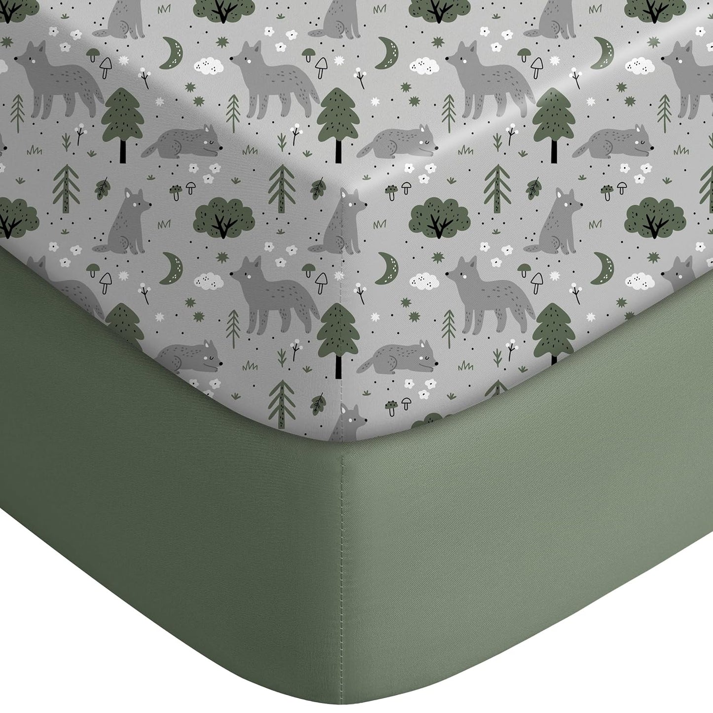 Yoofoss Fitted Baby Crib Sheets - Super Soft Microfiber 2 Pack for Standard Crib & Toddler Mattress | 28x52x8in (Fox)
