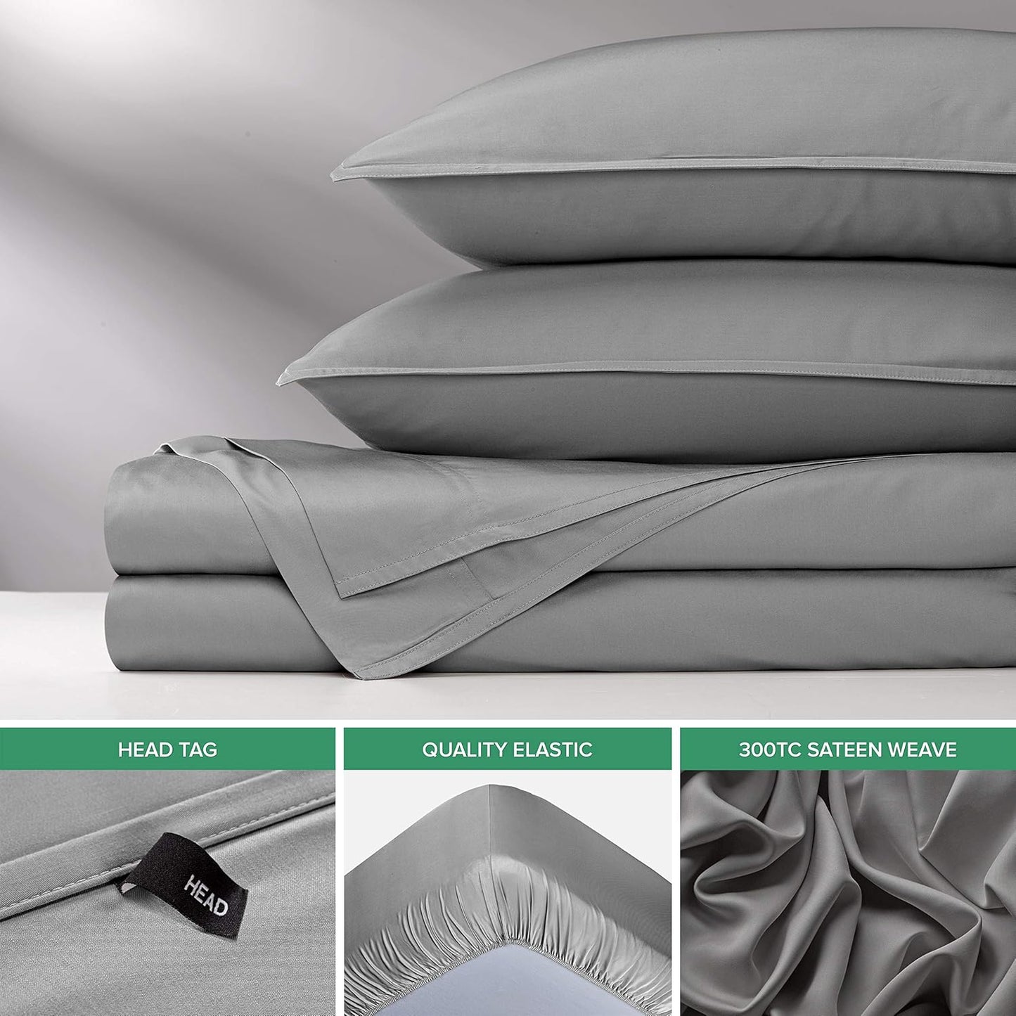Pure Bamboo Queen Sheets - Luxuriously Soft & Cooling 100% Organic Viscose Bed Set | Stone Grey, 2-Year Quality Promise
