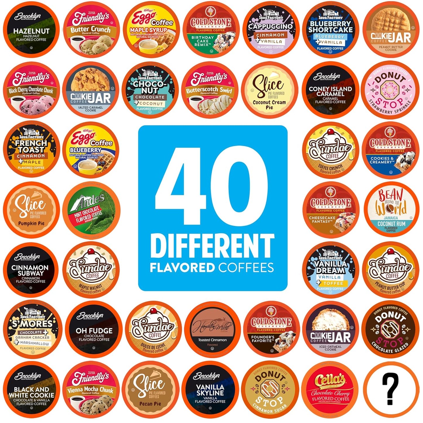 Two Rivers Coffee Flavored Coffee Pods - Assorted Variety Pack for Keurig | 40 Count
