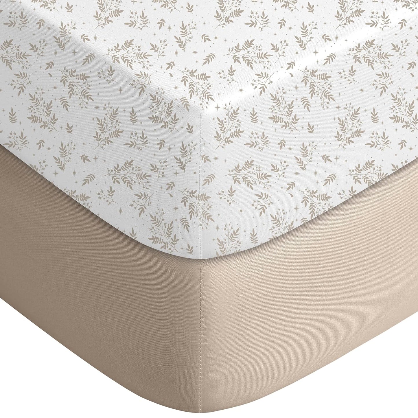 Yoofoss Fitted Pack and Play Sheets - Soft, Breathable Mini Crib Sheets 2-Pack in Brown & Leaf
