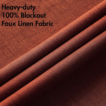 MIULEE Blackout Linen Curtains - Thermal Insulated Burnt Orange Drapes for Bedroom | 52 x 72 Inch (2 Panels)
