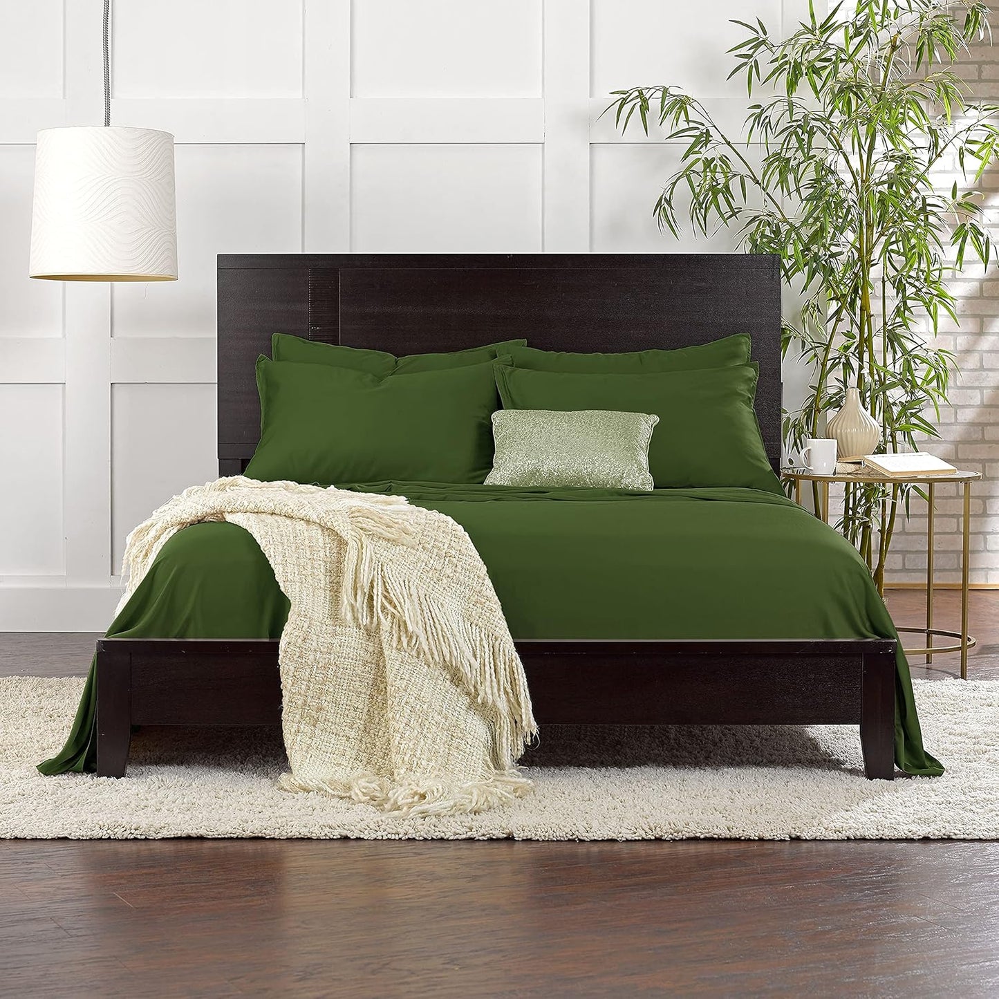 Pure Bamboo Twin Sheets - 100% Organic Viscose Bed Sheet Set, Luxuriously Soft & Cooling (Twin, Pesto)