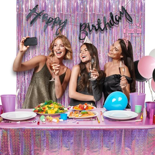GREATRIL Disposable Pink Party Tablecloth - Rectangle Design for Birthdays & Celebrations | 54'' x 108'' - 2 Pack