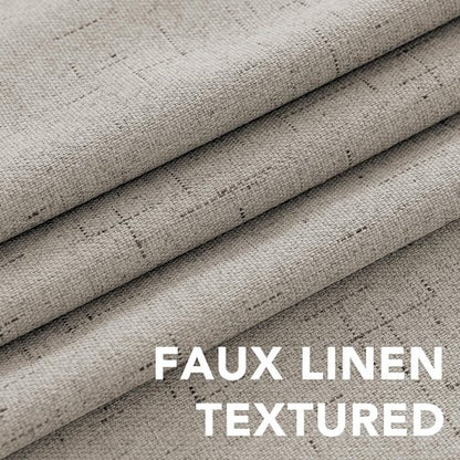 H.VERSAILTEX Linen Blackout Curtains 45 Inches Long 100% Absolutely Blackout Thermal Insulated Textured Linen Look Curtain Draperies Anti-Rust Grommet, Energy Saving with White Liner, 2 Panels, Stone