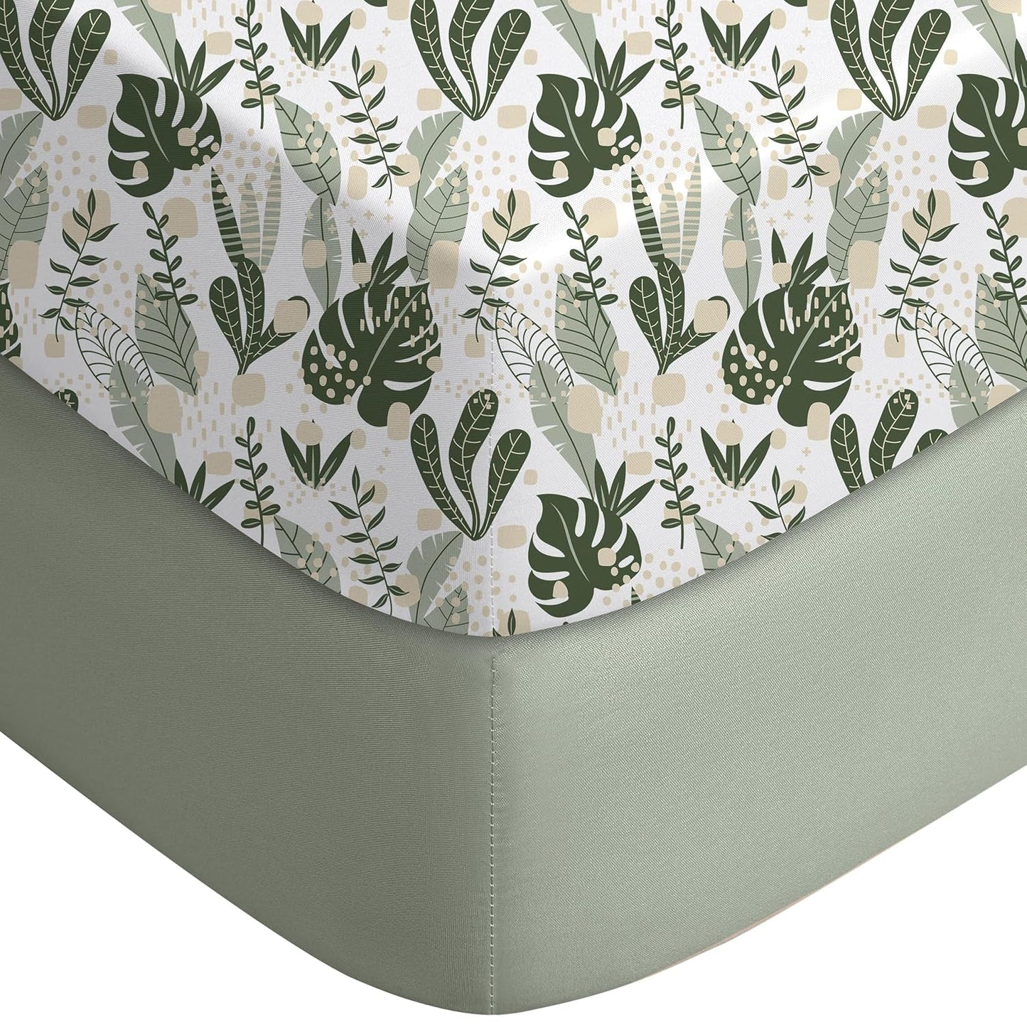 Yoofoss Fitted Baby Crib Sheets - Super Soft Microfiber 2-Pack for Standard Crib & Toddler Mattress | Green & Banana Leaves 28x52x8in