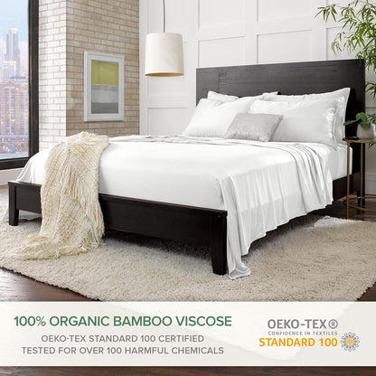 Pure Bamboo Split King Sheets - 100% Organic Viscose Bed Sheet Set, Soft & Cooling, 2 Fitted Sheets (White)