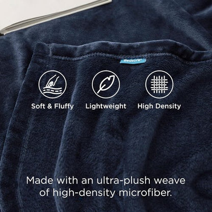 Bedsure GentleSoft Fleece Bed Blanket - Soft, Lightweight, Plush Navy Luxury Microfiber | Full Size 84x90 Inches