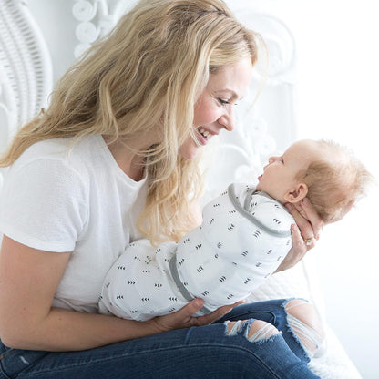 SwaddleDesigns 6-Way Omni Swaddle Sack - Arms Up Design for Newborns | Enhances Sleep, 12-18 lbs, Heathered Peach Blush