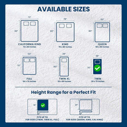 Utopia Bedding Twin Size Mattress Protector - Waterproof Terry Cover, Soft & Breathable, 15" Deep Pockets | White
