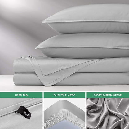 Pure Bamboo Queen Sheets - Luxuriously Soft 100% Organic Viscose Bed Sheet Set | Cooling & Durable (Queen, Silver Pearl)