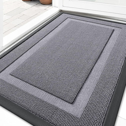 OLANLY Waterproof Front Door Mat - All-Season Indoor/Outdoor Doormat, Easy Clean, 35x23, Classic Gray