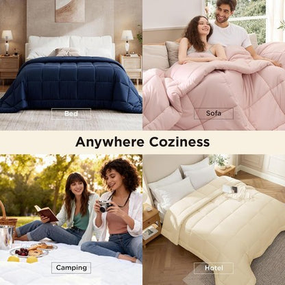 Bedsure Comforter Duvet Insert - Oversized King All-Season Quilted Down Alternative Bedding | Light Grey 116 x 98 Inches