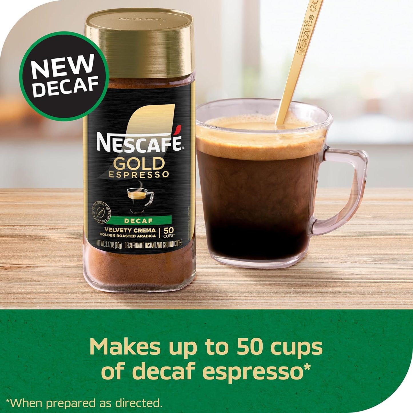 NESCAFÉ Gold Decaf Espresso Instant Coffee - Rich Flavor, 3.17 oz | Pack of 2