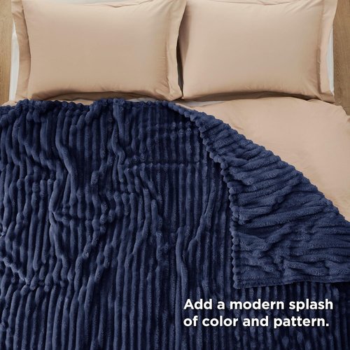 Bedsure GentleSoft Navy Fleece Blanket - Cozy Soft Throw for Couch, Perfect for Women, 108x90 Inches