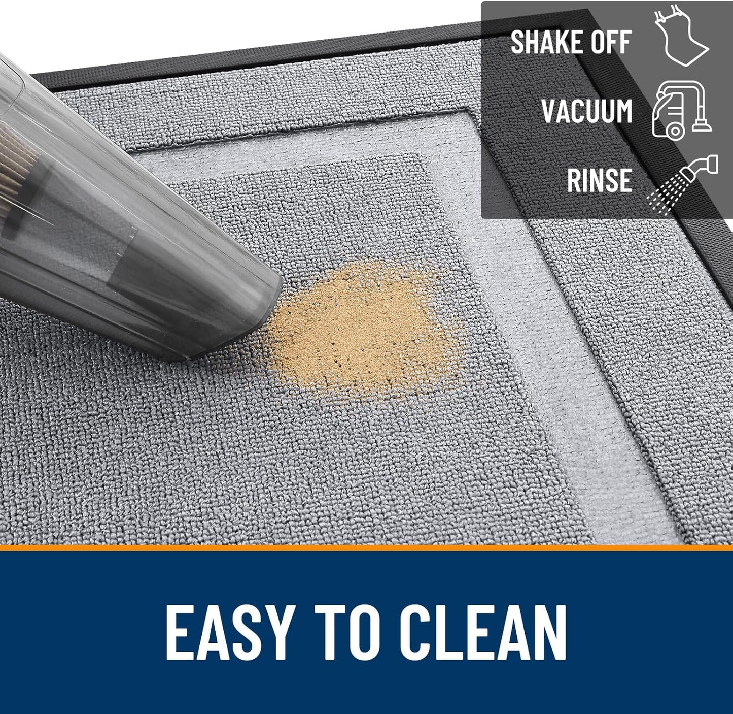 OLANLY Waterproof Front Door Mat - All-Season Indoor/Outdoor Doormat | Sturdy Natural Rubber, 59x23, Silver Gray