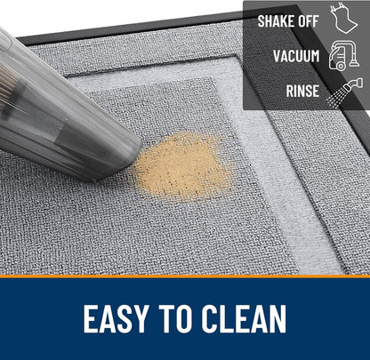 OLANLY Waterproof Front Door Mat - All-Season Natural Rubber Doormat | Easy Clean, Low Profile, 47x23, Silver Gray