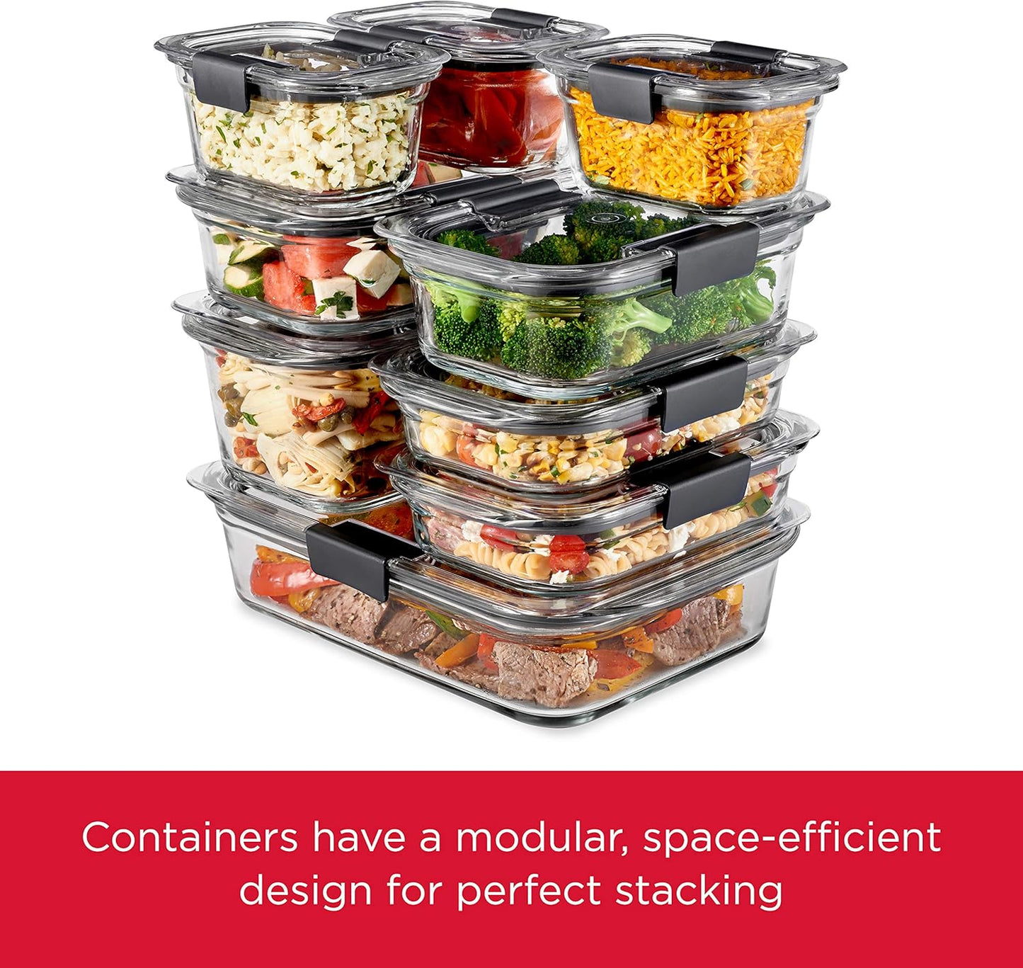 Rubbermaid Brilliance Glass Storage Containers - 8-Piece Set with Lids | Clear & Assorted Sizes