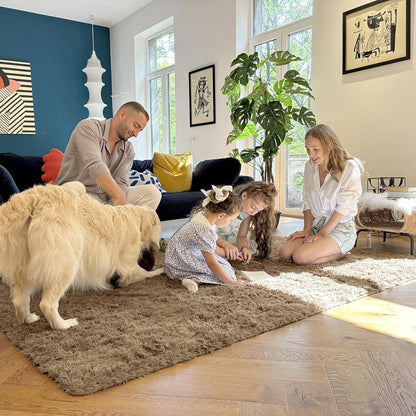 OLANLY Large Area Rug - Soft Fluffy Shaggy Carpet for Living Room & Bedroom | 5x8 Taupe Design