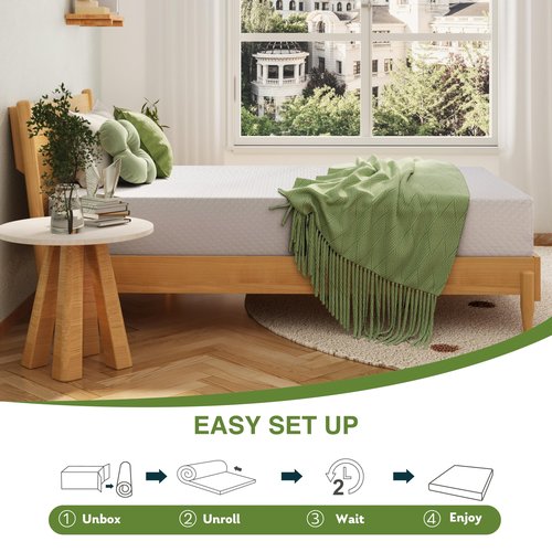 EGOHOME King Size Memory Foam Mattress, 12 Inch Bed Mattress in a Box with Cooling Green Tea Gel, Relieve Pressure with Medium Firm Support, CertiPUR-US Certified, 80''L x 76''W, White