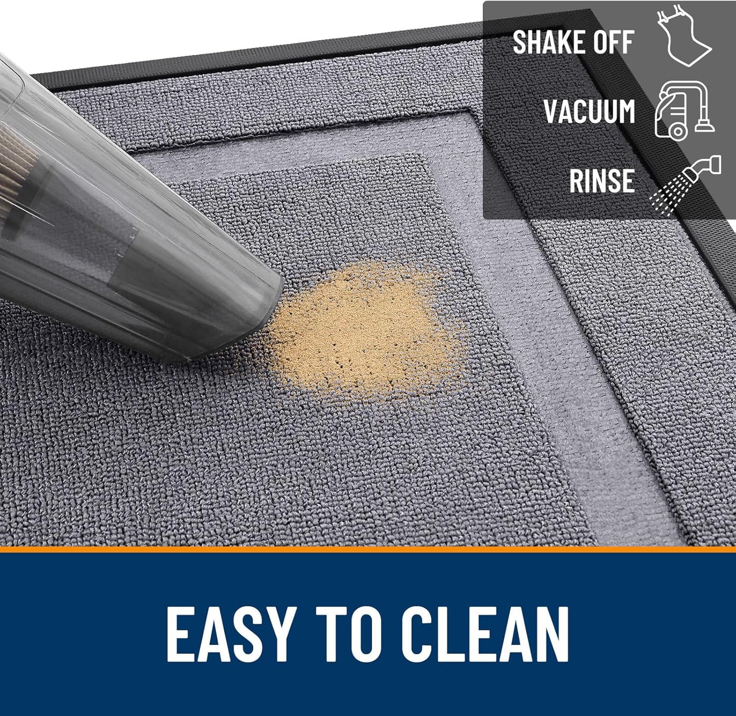 OLANLY Indoor Outdoor Front Door Mat - Waterproof All-Season Doormat, Sturdy Rubber, 47x23, Classic Gray